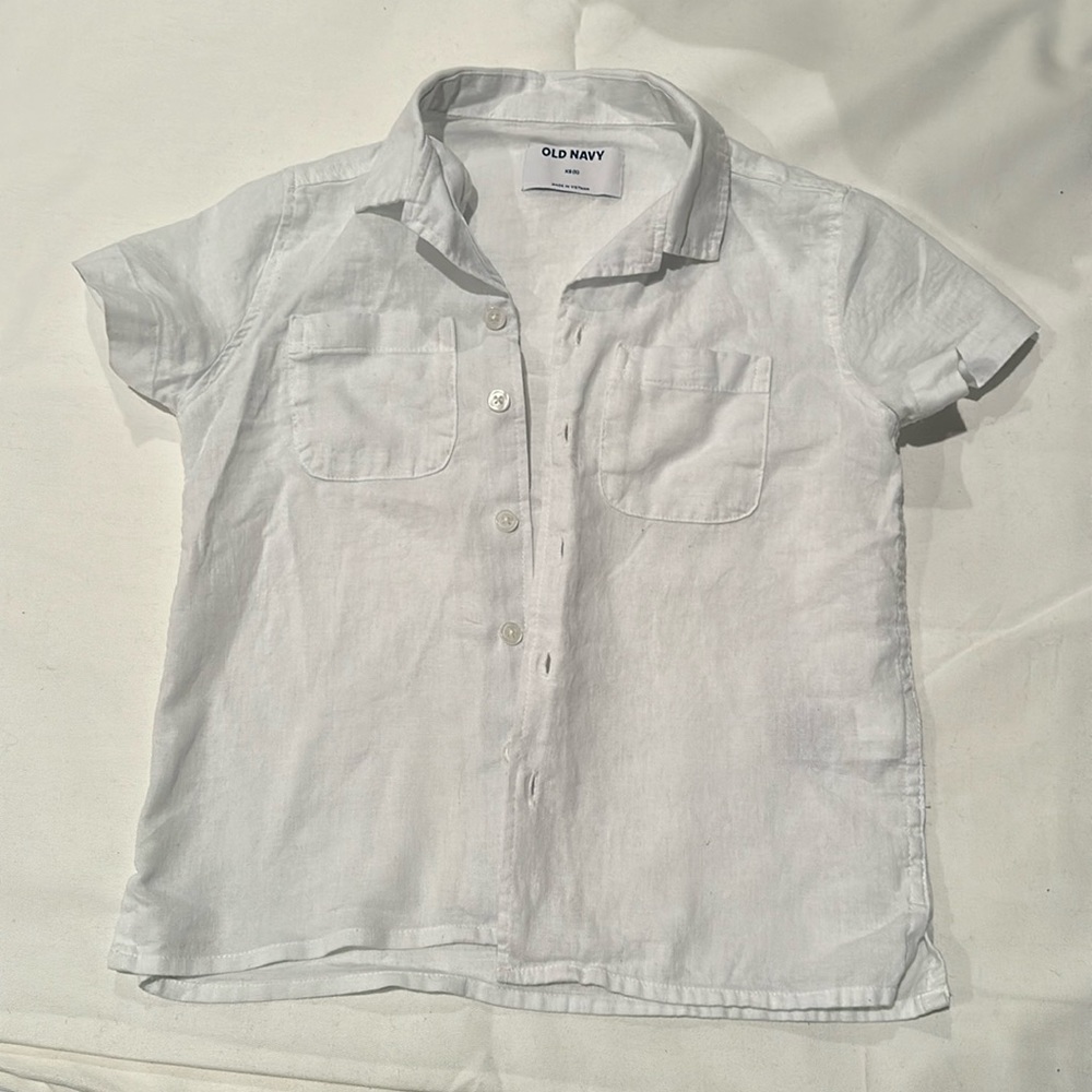 White linen button down top